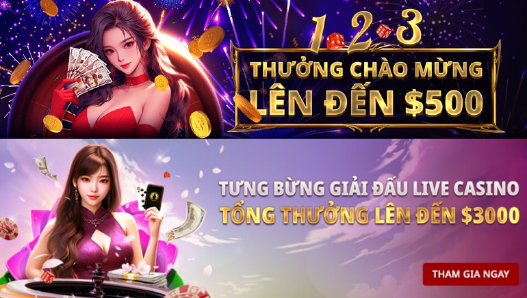 Khởi đầu lớn tại Live Casino House với 60.000 VNĐ miễn phí và Tiền thưởng chào mừng lên tới 500 USD!